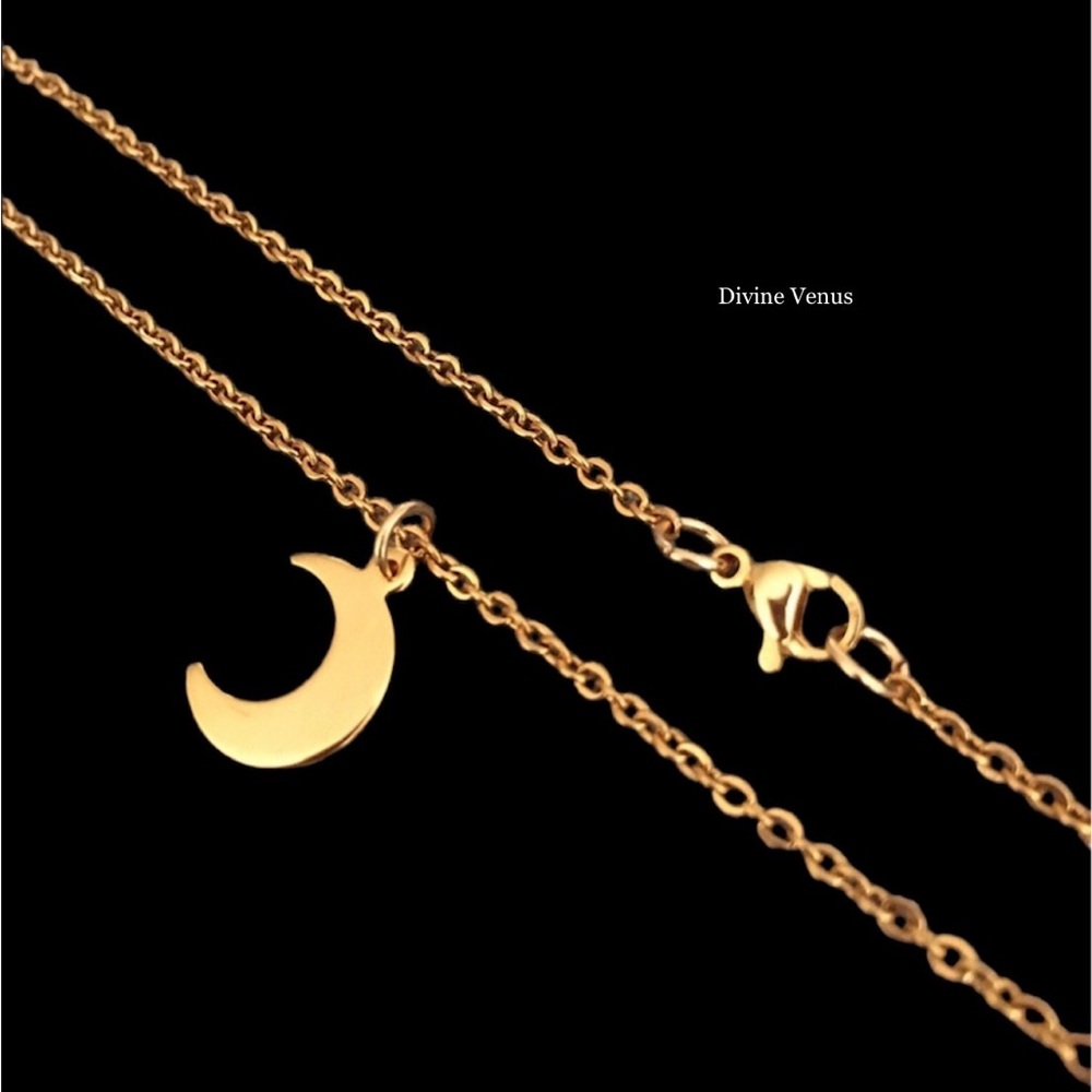 Moon Charm Necklace • Gold Plated Stainless Steel